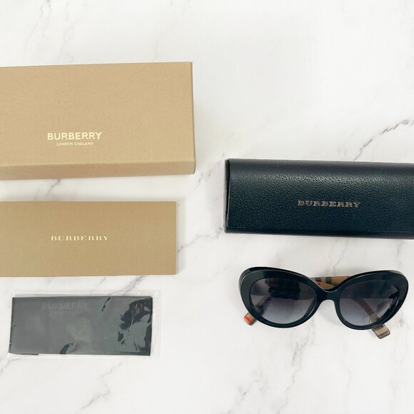 Burberry 54mm Round Cat Eye Sunglasses - Picture 2 of 12